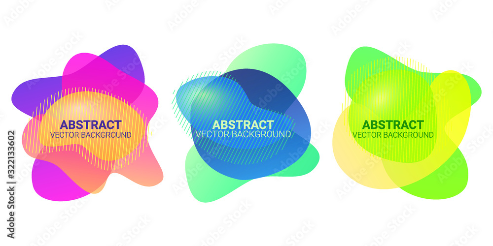 Poster abstract blur free form shapes color gradient. fluid organic colorful wave elements. vector colors e