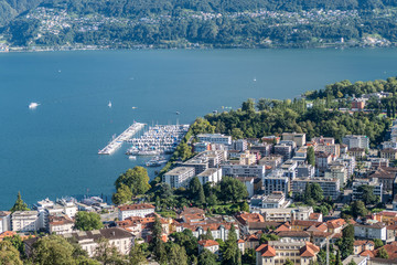 Fototapeta premium Landscape of Locarno with Sanctuary della Madonna del Sasso