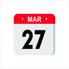 March 27 - Calendar Icon. World Theatre Day, three-dimensional rendering, 3D illustration. EPS 10