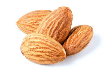 Group of Almonds Isolated on White Background