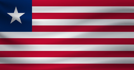 Naklejka premium Waving flag of Liberia. Vector illustration