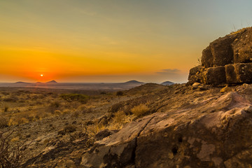 Fototapeta na wymiar sunset in chalbi desert marsabit kenya