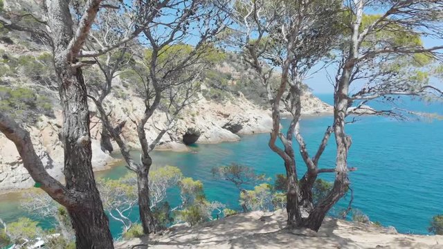 Beautiful rocky bay with caves