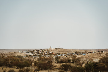 distant wideangle view of African village town