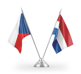 Netherlands and Czech Republic table flags isolated on white 3D rendering