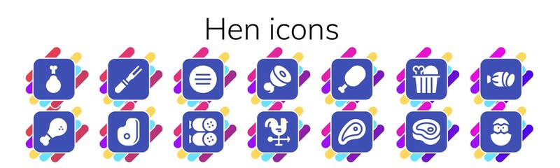 Modern Simple Set of hen Vector filled Icons