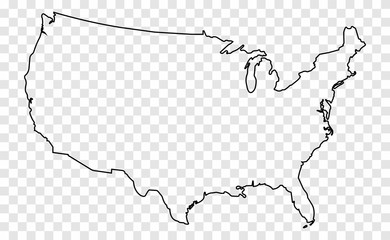 Map of the USA. Map of the United States of America. Transparent card in a flat style on an isolated background.