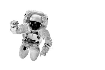 astronaut flies over the white backgrounds - obrazy, fototapety, plakaty
