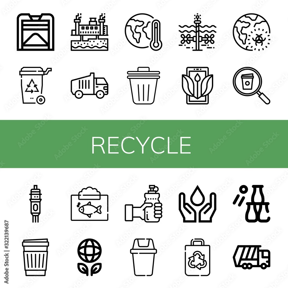 Wall mural Set of recycle icons