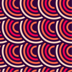 Seamless abstract monochrome purple and pink rounded circle shapes vector pattern. Gift wrapping paper, interior, cloth, fabric or web design.