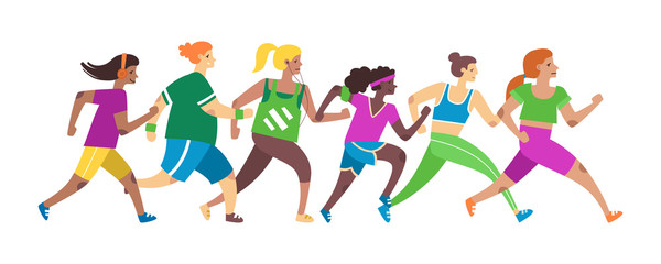 People running vector illustration