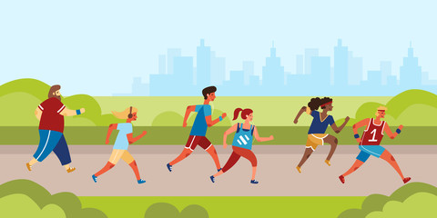 People running vector illustration