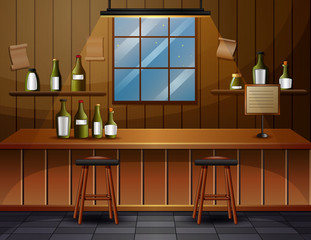 The interior of the bar cafe illustration