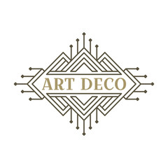 Art deco logo. Vintage label design. Retro badges. Vector image.