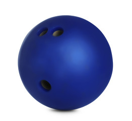 Modern blue bowling ball isolated on white