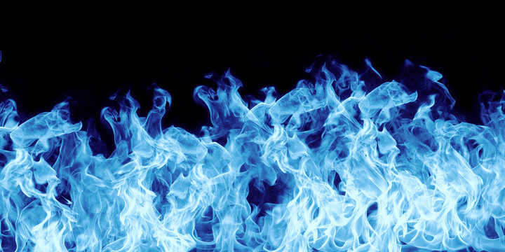 blue flames on black