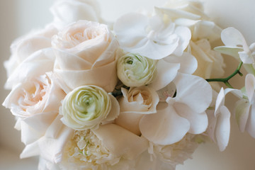 wedding bouquet with nude flowers