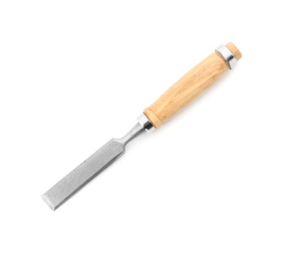 Modern chisel isolated on white. Carpenter's tool