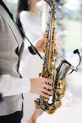 Fototapeta premium man playing saxophone
