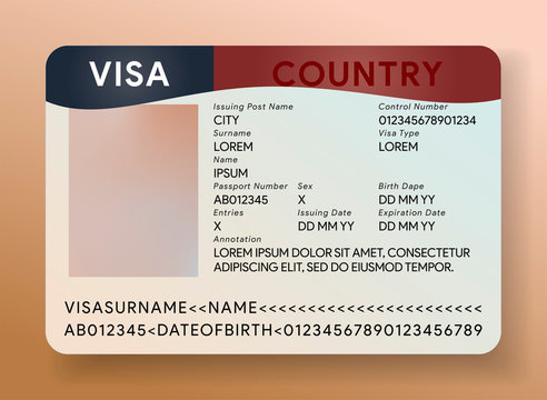 USA visa template. Immigration document to United States. American green card mock up. Vector illustration
