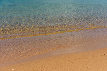 Closeup of the sand on beach and Red sea water