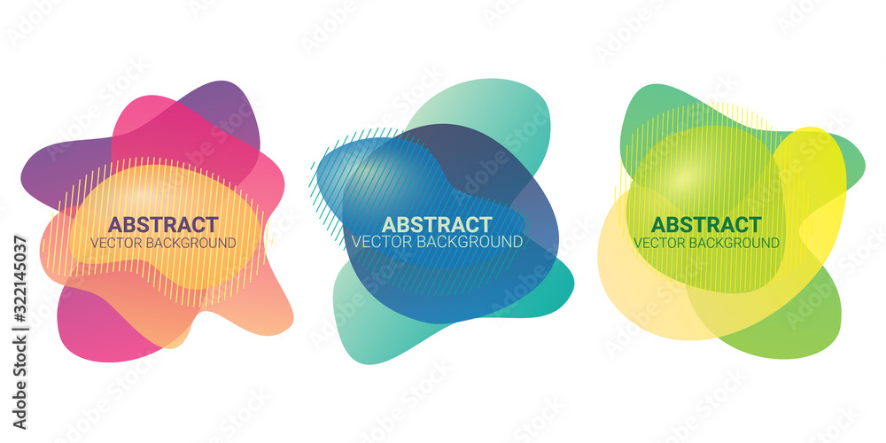 Poster abstract blur free form shapes color gradient. fluid organic colorful wave elements. vector colors e