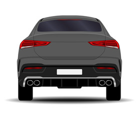 realistic SUV car. back view.