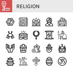 religion simple icons set