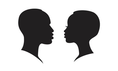 Fototapeta premium Man and Woman Silhouette face to face vector Icon template black color editable. Man and Woman Silhouette face to face vector Icon symbol Flat vector illustration for graphic and web design.