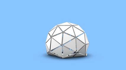 3D rendering of the Platonic body. A geometric shape made of metal and plastic, assembled from separate elements, in space, isolated on the background. Abstract illustration for compositions.