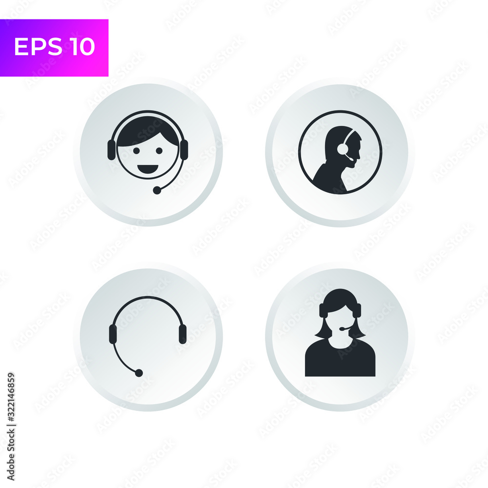 Poster call center icon template color editable. support service symbol logo vector sign isolated on white 