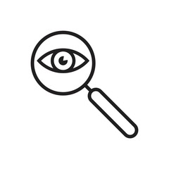 Magnifier with eye glass outline Icon template black color editable. Magnifier with eye glass outline Icon symbol Flat vector illustration for graphic and web design.