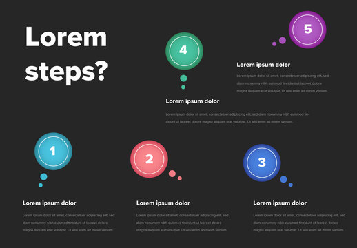 Dark Mode Infographic Layout with Colored Bubbles