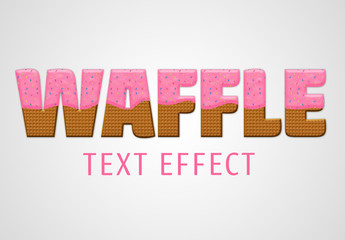 Waffle Text Effect Mockup with Pink Frosting and Color Chips Topping