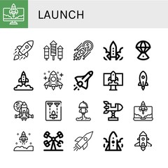 Fototapeta na wymiar launch simple icons set