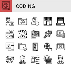 coding simple icons set