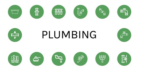 plumbing simple icons set