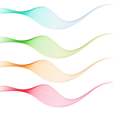 Set of abstract color wave. Color smoke wave. Transparent color wave. Blue, pink, orange, green color. Wavy design.Vector