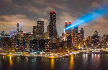Obraz premium Chicago downtown buildings skyline aerial