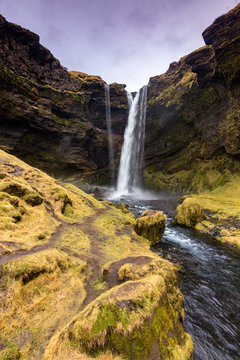 Kvernufoss waterfall in the south of Iceland © julen