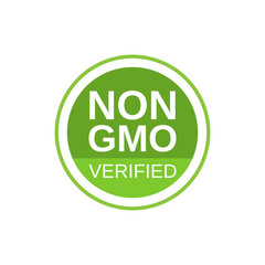Non GMO verified label. GMO free icon. No GMO design element for tags, product packag, food symbol, emblems, stickers. Healthy food concept. Vector illustration - obrazy, fototapety, plakaty