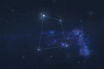 Corvus Berenices constellation stars in outer space. Crow constellation lines. Elements of this...