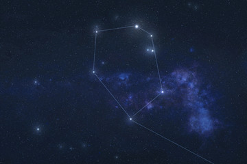 Charioteer constellation stars in outer space. Auriga constellation lines. Elements of this image...