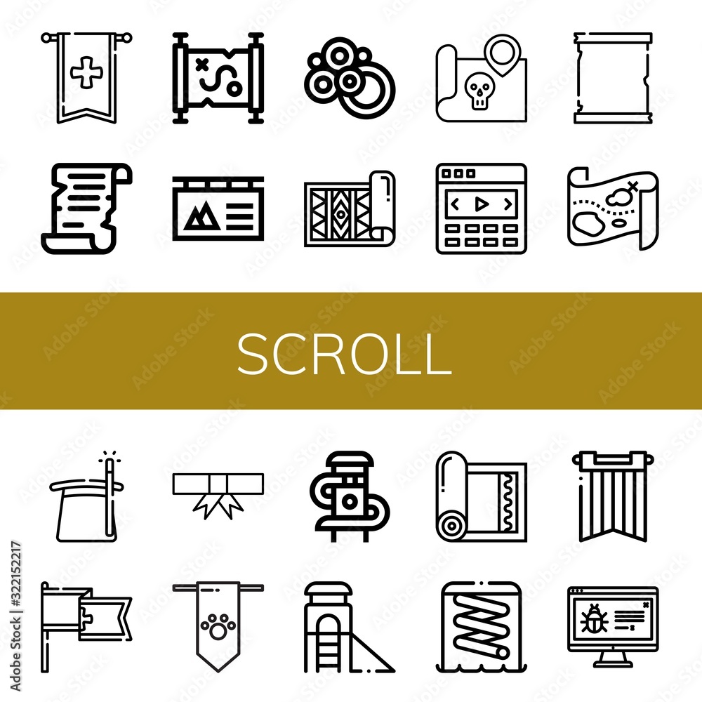 Poster set of scroll icons