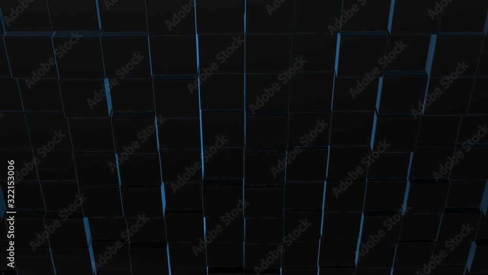 Poster abstract square geometric surface of minimal black cubic grid pattern, in motion.