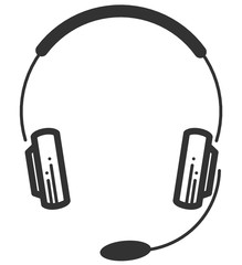 Icon black silhouette of modern headphones. Vector illustration on a white background.