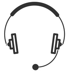Icon black silhouette of modern headphones. Vector illustration on a white background.