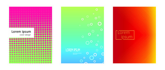 Modern colorful cover design set with dots, lines and bubbles