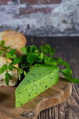 Green Netherlands cheese  parsley and Pepper and served with bread