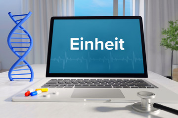 Einheit – Medizin/Gesundheit. Computer im Büro mit Begriff auf dem Bildschirm. Arzt/Gesundheitswesen